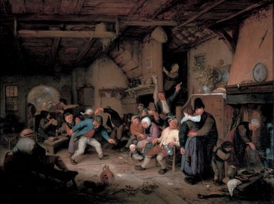 Peasants dancing in a tavern by Adriaen Jansz. van Ostade